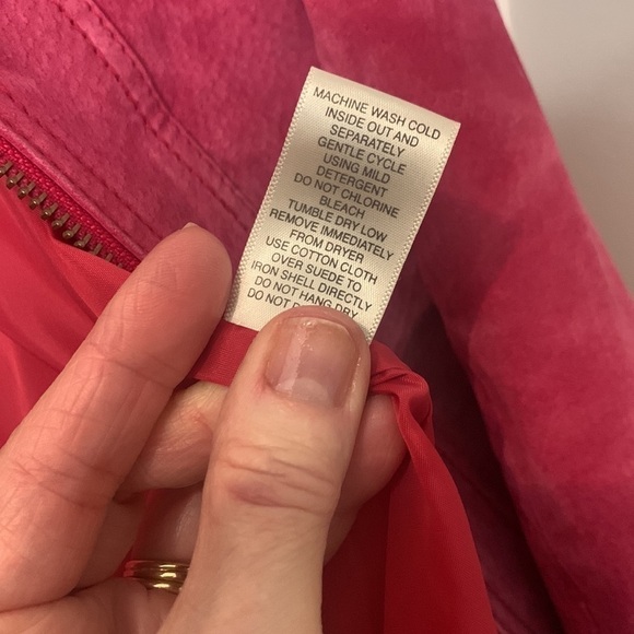 Pink Suede jacket PM 20” pit to pit 22” L EUC - Picture 3 of 5